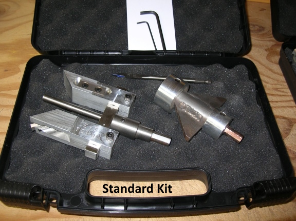 Standard Kit showing 45 degree cutter, countersink, misc. in case